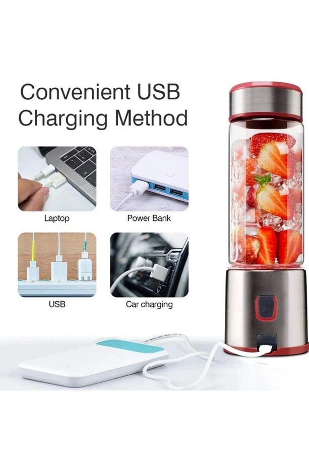 450 ml Taşınabilir Şarj Edilebilir Kişişel Blender Shake Smoothie Blender Keskin Bıçaklı Buz Kırıcı - 7