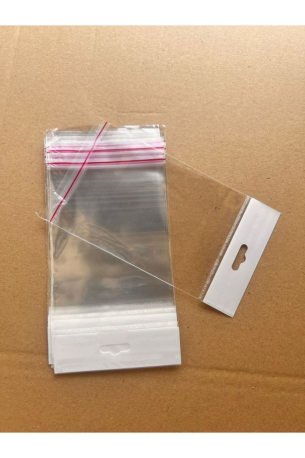 askılı bantlı poşet  jeletin opp poşet paketleme poşeti 100 ad. 10x20 - 3