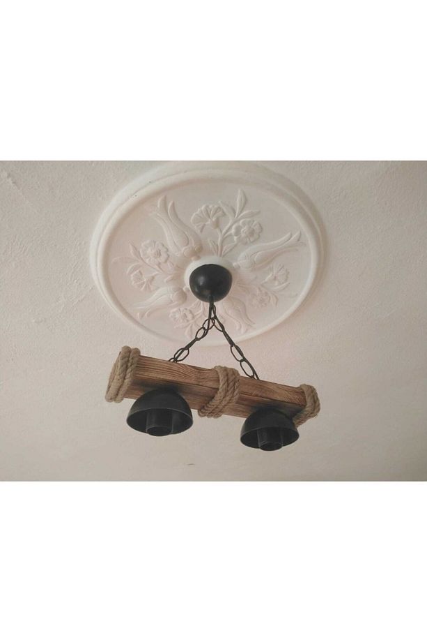 Wood Ahşap Avize 2 Li Halatlı Avize Rustik - 4