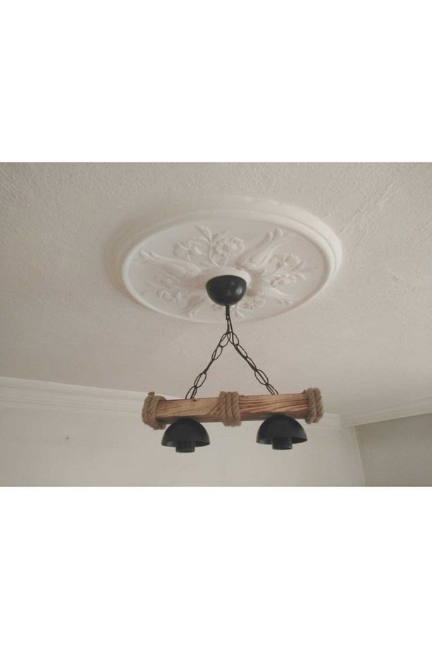 Wood Ahşap Avize 2 Li Halatlı Avize Rustik - 1