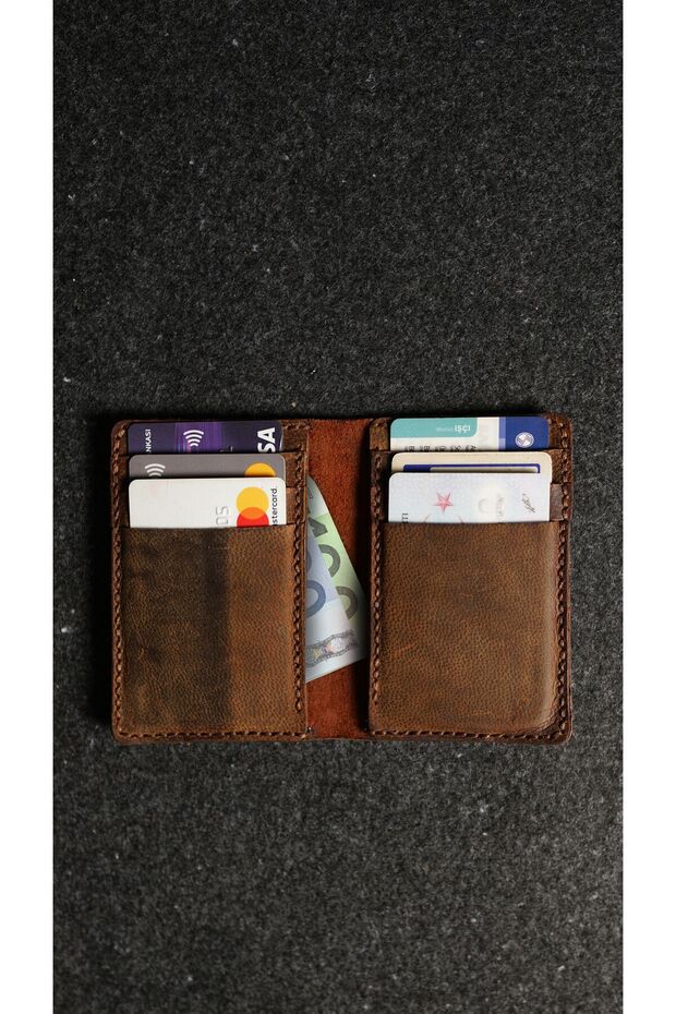 0016 Money Input Card Holder Special Handmade Brown