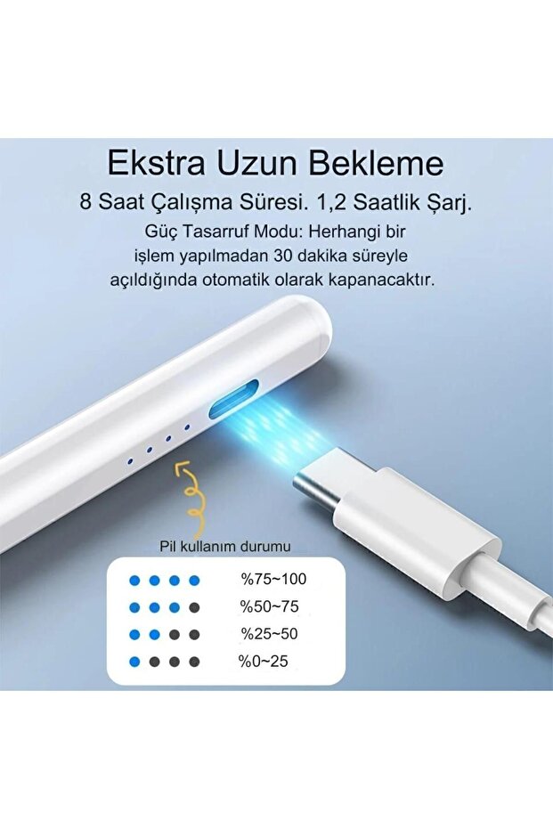 White Apple iPad Pencil Tablet Pen - Ipad7-8-9-10, iPad Air3-4-5, iPad Pro3-4-5-6, iPad Mini Compatible - 7