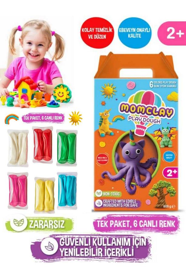 Smarta Momclay Doğal Oyun Hamuru 6 Renk 600 gr Südor Oyun Hamuru Kalıbı Seti - 5