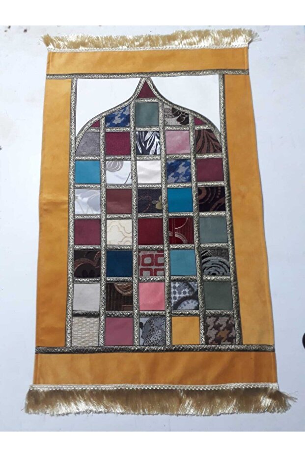 Patchwork Kareli Mihraplı Seccade - 4