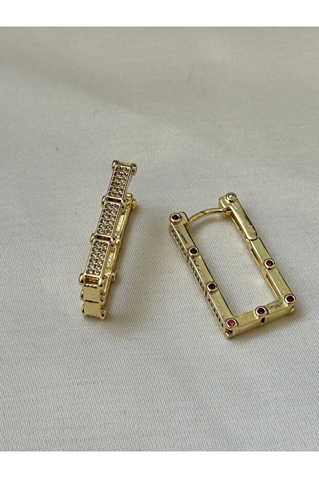 الفوشيه مفصلة Serenay أقراط مستطيلة - 3