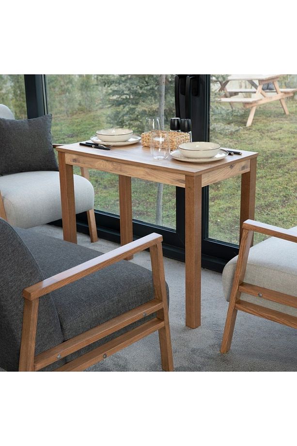 Yemek Masası Minimal Iskandinav Ahşap Ayak Ceviz Cilalı Çok Amaçlı - 1