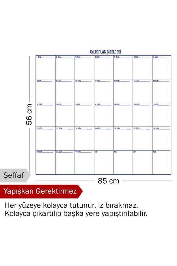 Aylık Plan Çizelgesi - Yapışkansız Tutunan, Not, Kağıt, Fotoğraf Tutucu Özellikli Akıllı Kağıt Pano - 4