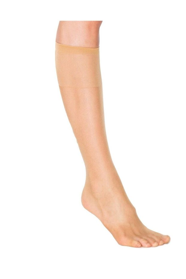 6 Pieces of Skin Color Shiny Knee-high Socks