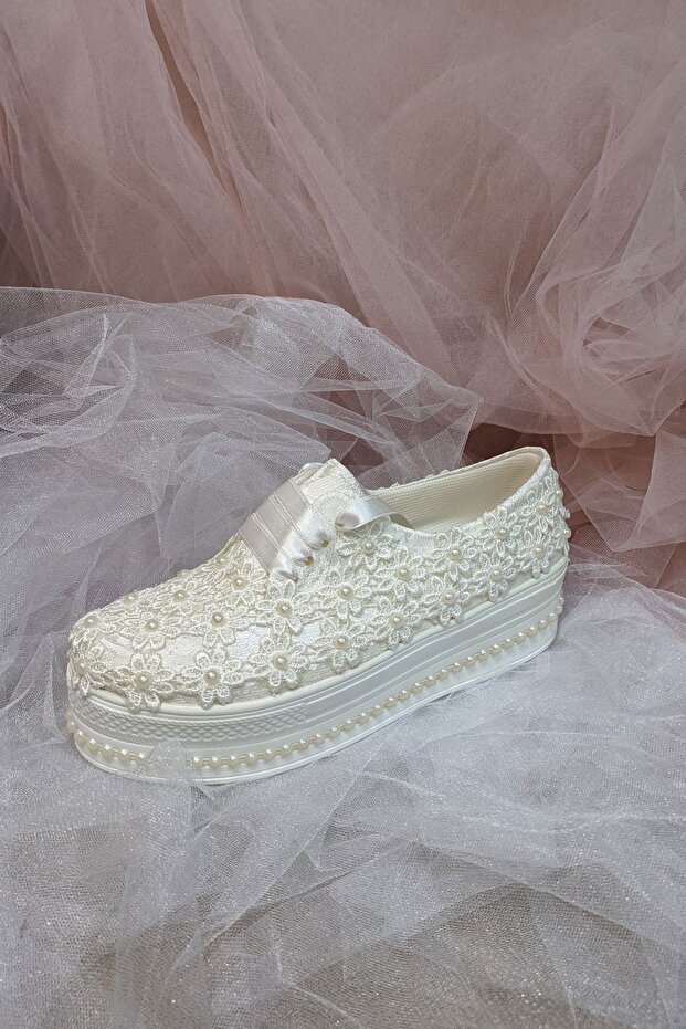 208 Series Wedge Heel Sconce Embroidered Wedding Dress Shoes