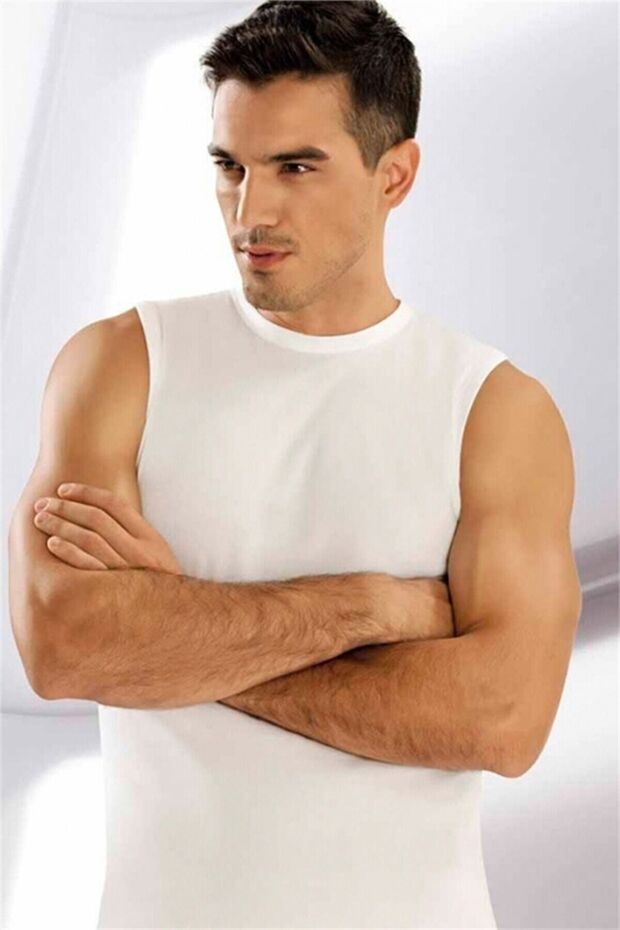 Men's White Ribbed Sleeveless Crew Neck Undershirt