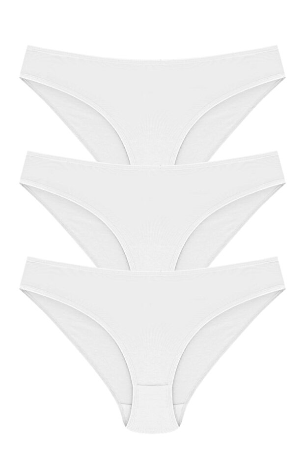 Women's White Cotton Bikini Model Panties 3-Piece
