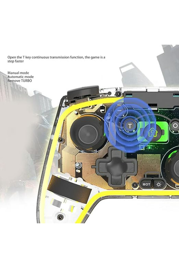 Gamepad Programlanabilir Arkadan Aydınlatmalı RGB 6 Eksenli Titreşim Patlama Fonksiyonu PC IOS - 8