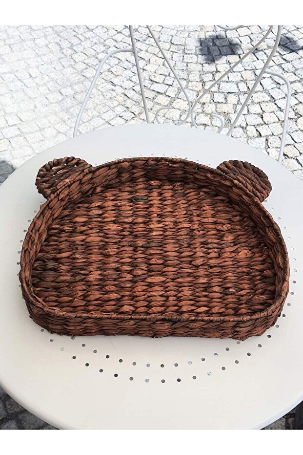 Wicker Basket Organizer with Cat Figure Set of Two - 6