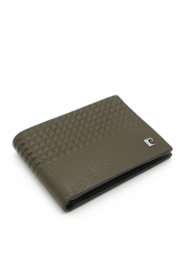 Khaki Unisex Leather Card Holder 07568H2P