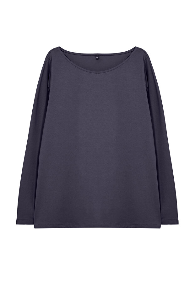 Nagy méretű szürke pamut póló - hosszú ujjú, alakformáló TBBAW25BF00000 - 9