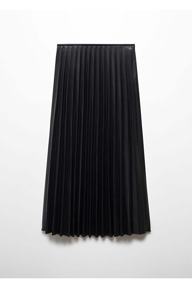 Deri görünümlü pilili etek - 3