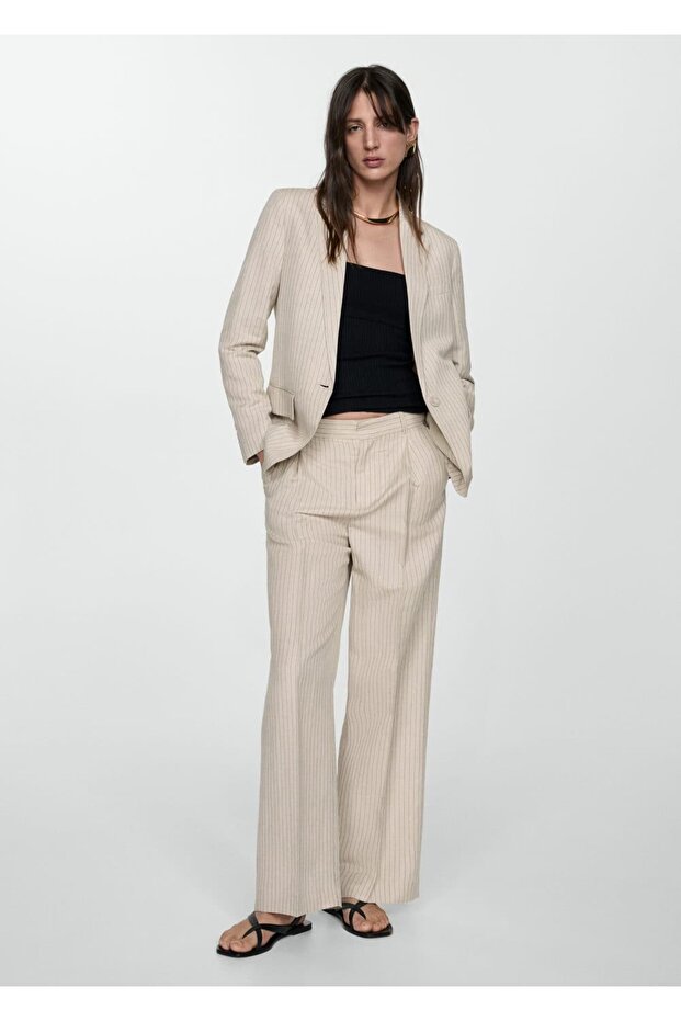 Çizgili kumaş blazer ceket - 2