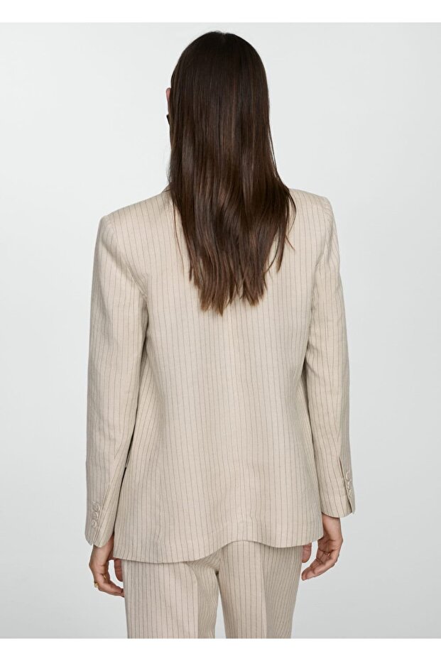 Çizgili kumaş blazer ceket - 4