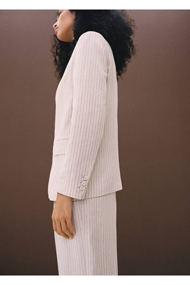 Çizgili kumaş blazer ceket - 7