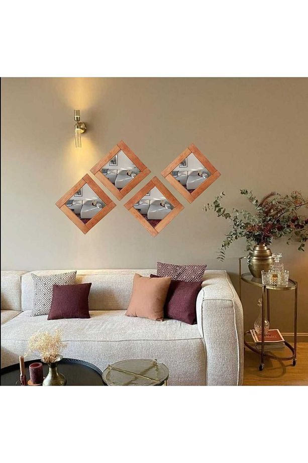 Dekoratif  ayna duvar duvar dekor 23x23 cm ahşap duvar dekorları - 3
