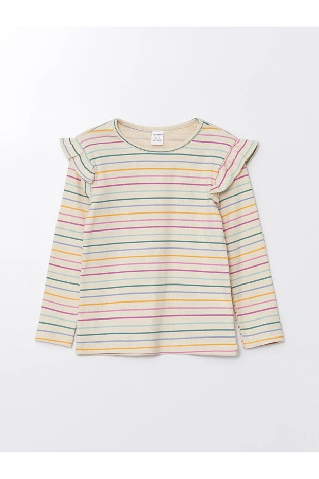 LCW baby Crew Neck Long Sleeve Striped Baby Girl T-Shirt