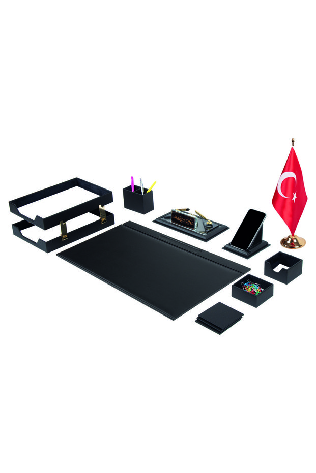 Chester Desk Mat 12 Piece Set - Black Table Flag