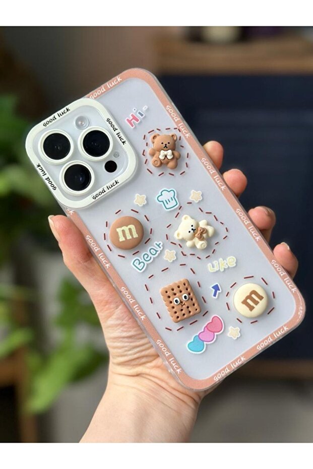 iPhone 14 Pro Transparent Teddy Bear Design Case