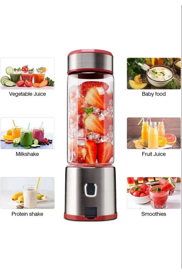 450 ml Taşınabilir Şarj Edilebilir Kişişel Blender Shake Smoothie Blender Keskin Bıçaklı Buz Kırıcı - 2