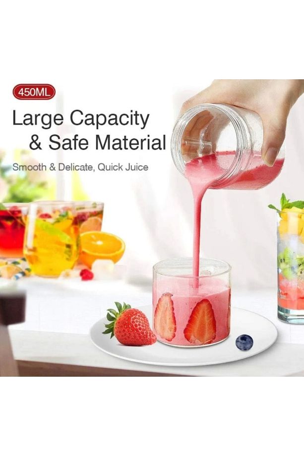 450 ml Taşınabilir Şarj Edilebilir Kişişel Blender Shake Smoothie Blender Keskin Bıçaklı Buz Kırıcı - 5