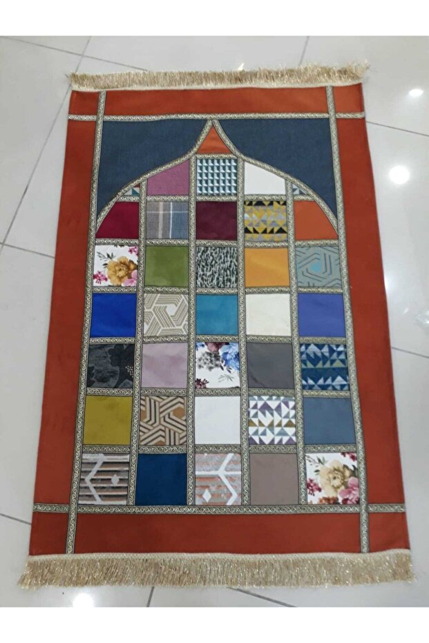 Patchwork Kareli Mihraplı Seccade - 1