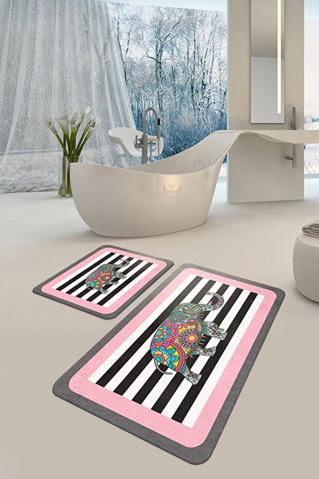 Decorative Digital Printed Bathroom Toilet Seat Mat Set