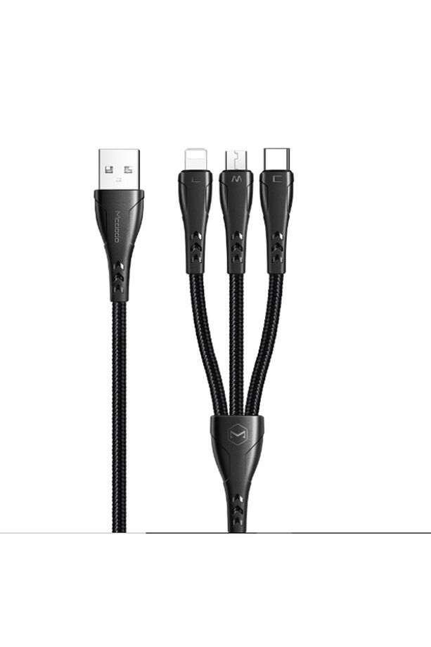 Ca-6960 3in1 (lightning-micro-type-c) Şarj Kablosu 3a 1.2m-siyah - 1