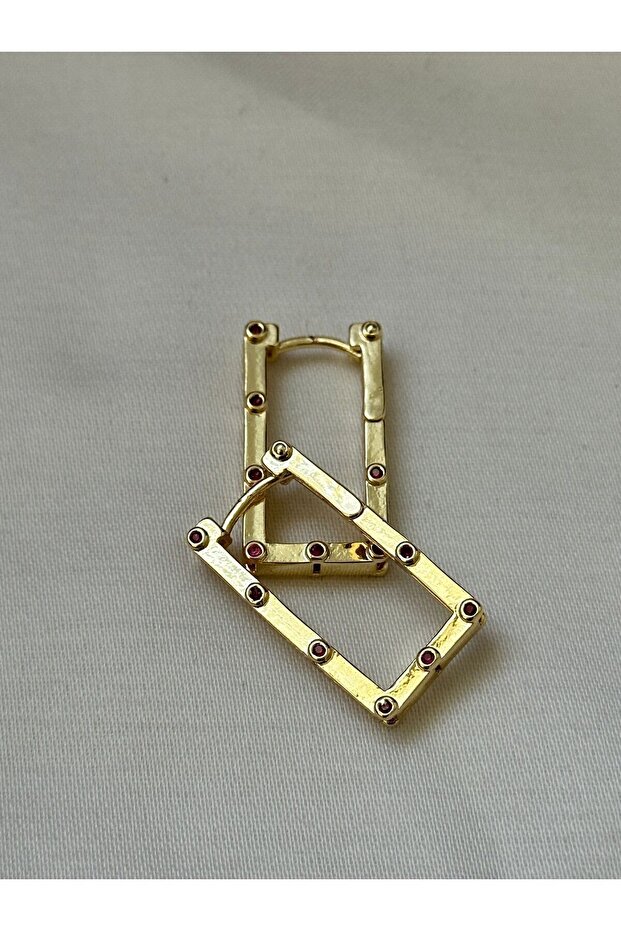 الفوشيه مفصلة Serenay أقراط مستطيلة - 5