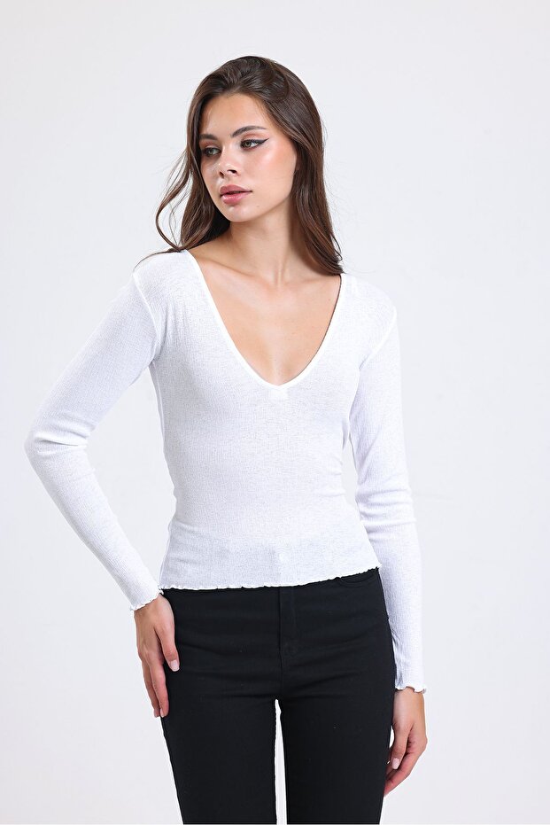 بلوزة شفافة بأكمام طويلة - 2