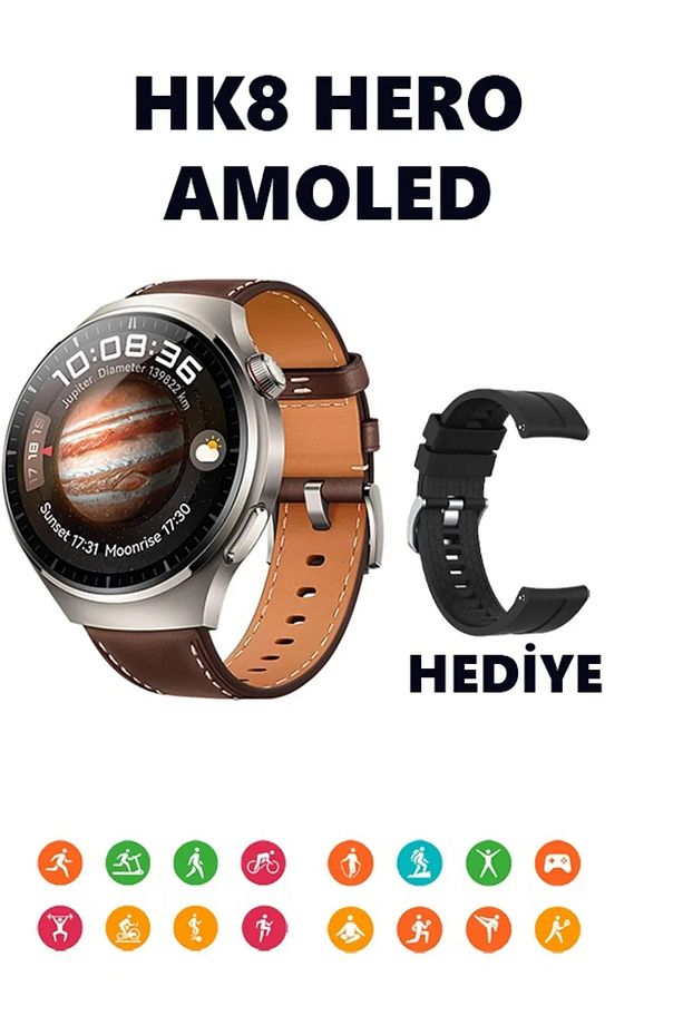 Hk8 Hero Amoled Android HarmonyOS İOS Uyumlu Erkek Akıllı Saati - 1