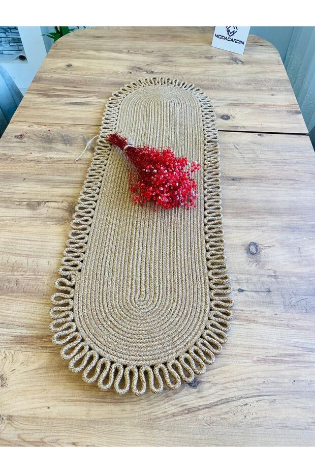 Jute, Wicker, Decorative Tablecloth, Runner 30X80 Cm, American Service, Coffee Table Cover, Bohemian Style