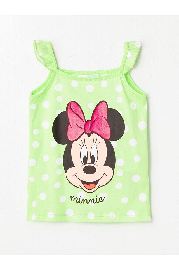 Kare Yaka Kız Bebek Minnie Mouse Baskılı Şortlu Pijama Takımı - 2