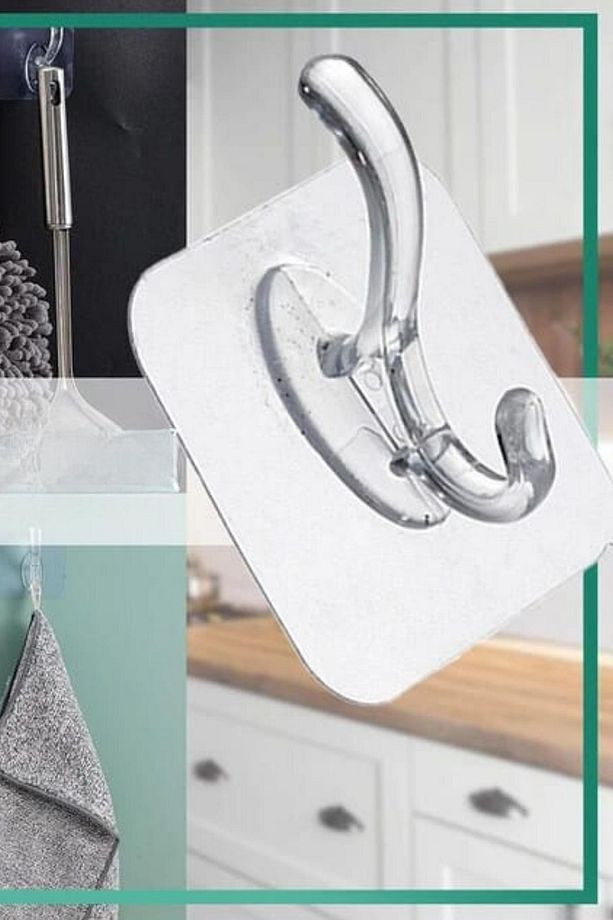 6 Adet Tekli Kendinden Yapışkanlı Güçlü Şeffaf Askılık - Kapı Arkası Mutfak Duvar Banyo Askı - 2