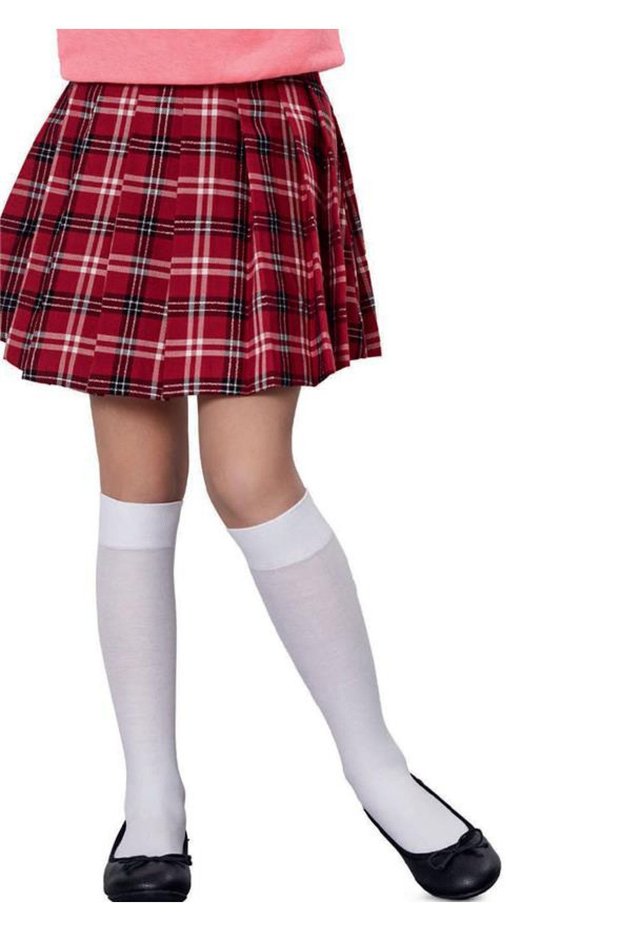6 Pieces White Color Knee Length School Socks