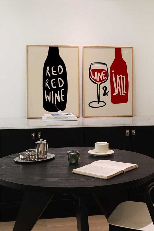 Kağıt Poster 2 Adet A4 Wine Jazz Modern Minimalist - 1