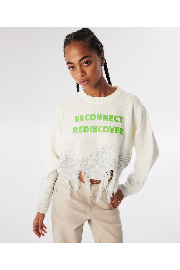 Silver Colored Knitwear Sweater