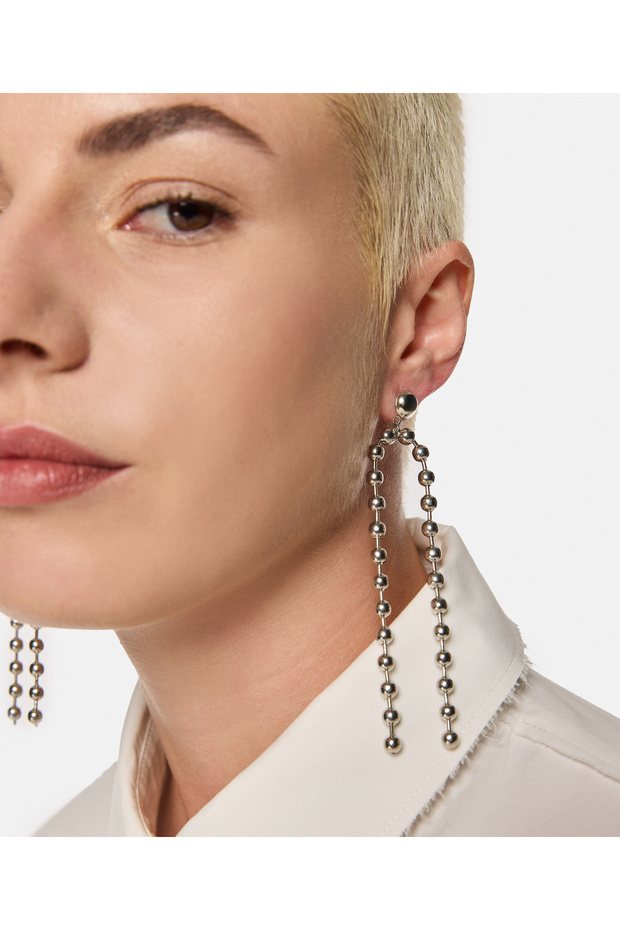 Stylish Earrings with Metal Bead Detail
