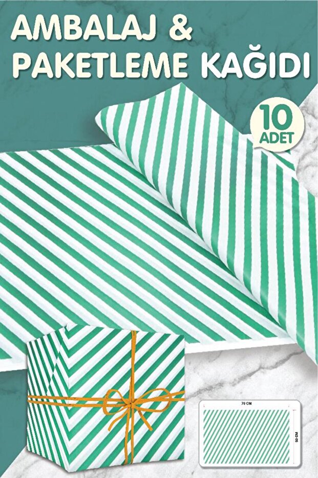 Green and White Diagonal Striped Gift Wrapping Paper, Christmas Wrapping Paper, Packaging 50x70 cm 10 Pieces - t357