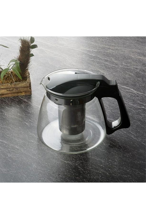 Cam Demlik Süzgeçli 1100ml Siyah Thn81100 C1-1-18 - 2