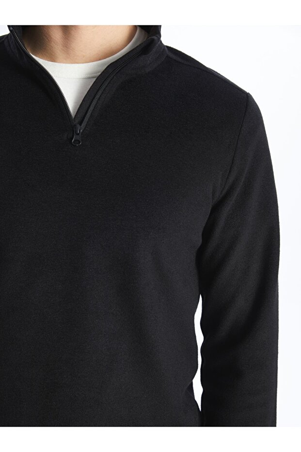 Мъжки суитчър от полар с дълги ръкави и стояща яка - 4