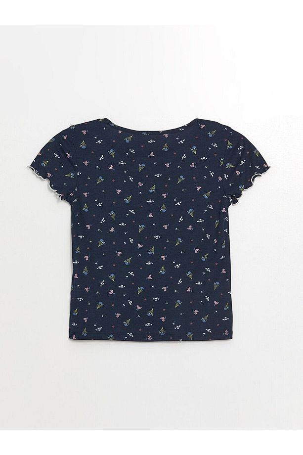 LCW Bisiklet Yaka Çiçekli Kısa Kollu Kadın Şortlu Pijama Takımı - 3