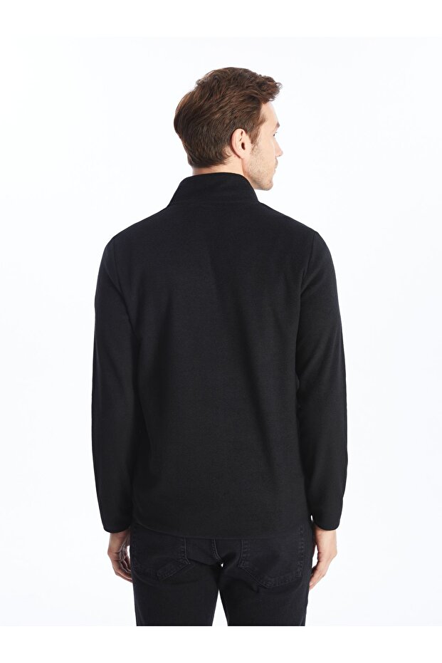 Мъжки суитчър от полар с дълги ръкави и стояща яка - 5