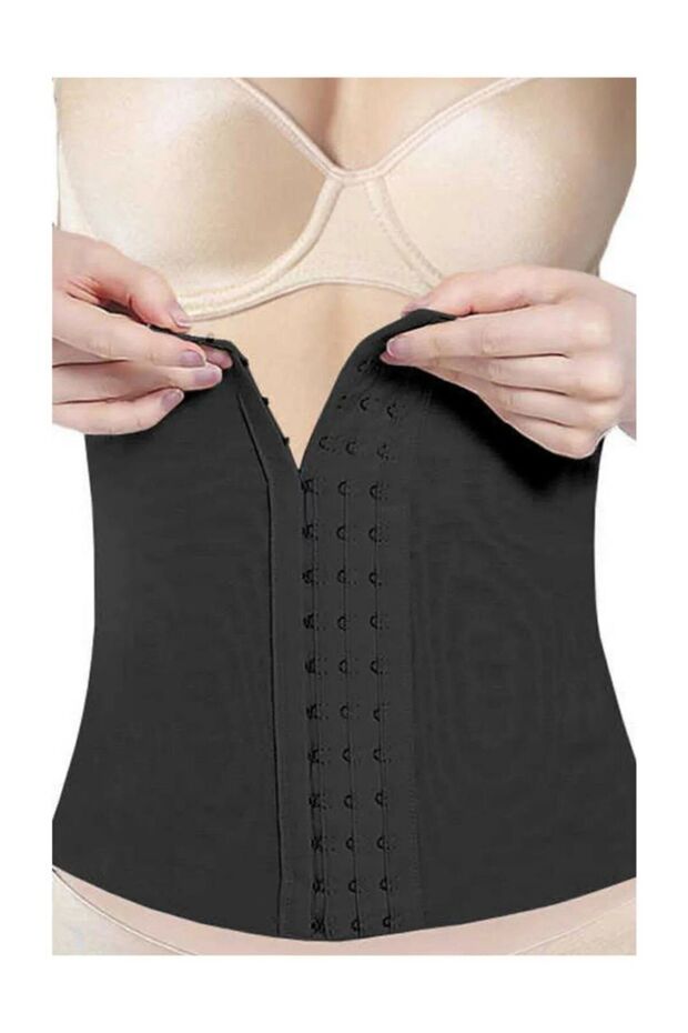 Black Color Adjustable Waist Corset with Clasps