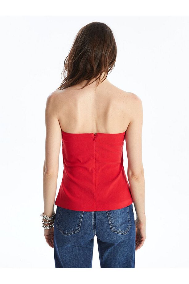 LCW Straplez Düz Crop Kadın Bluz - 4
