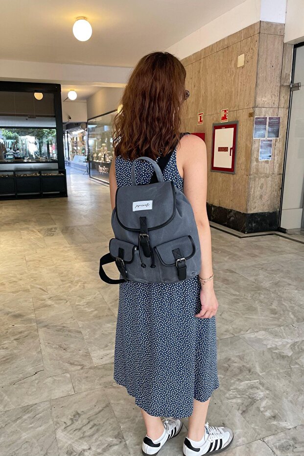 Canvas Backpack - With Pocket - 1